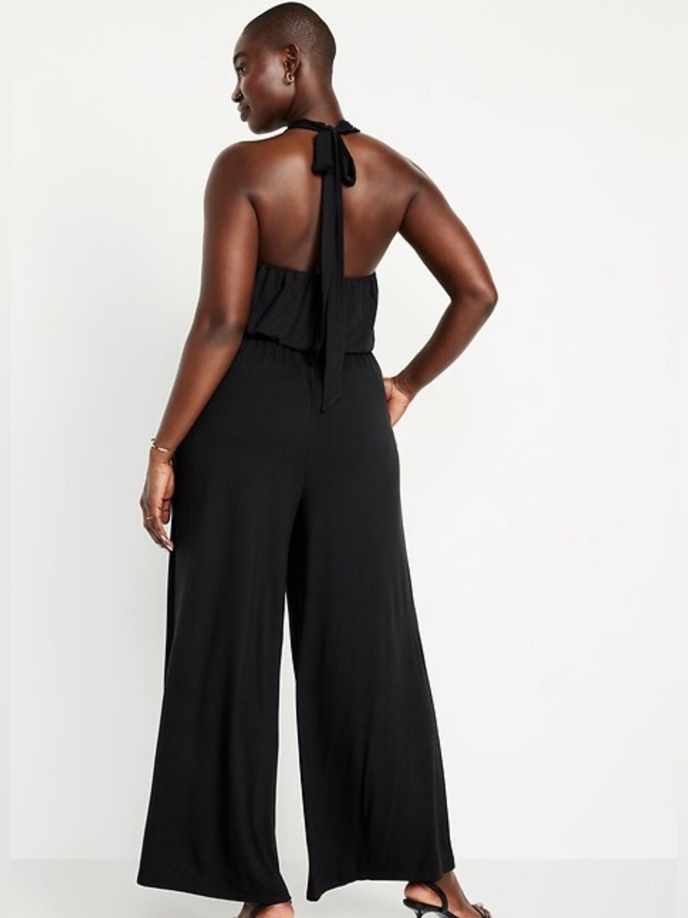 Old Navy Black Wide-Leg Halter Jumpsuit - Picture 2 of 4